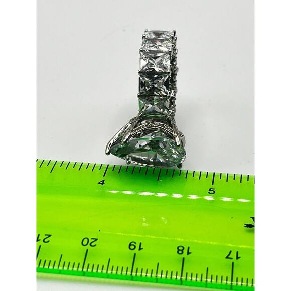 Princess Cut Quartz Diamond Baguette Silver Ring Size 8 15G - Picture 4 of 8